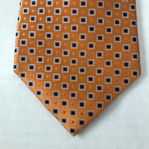 NWT Silk Tie Stain Resistant Orange w/Black Accent Saddlebred - Picture 2 of 9